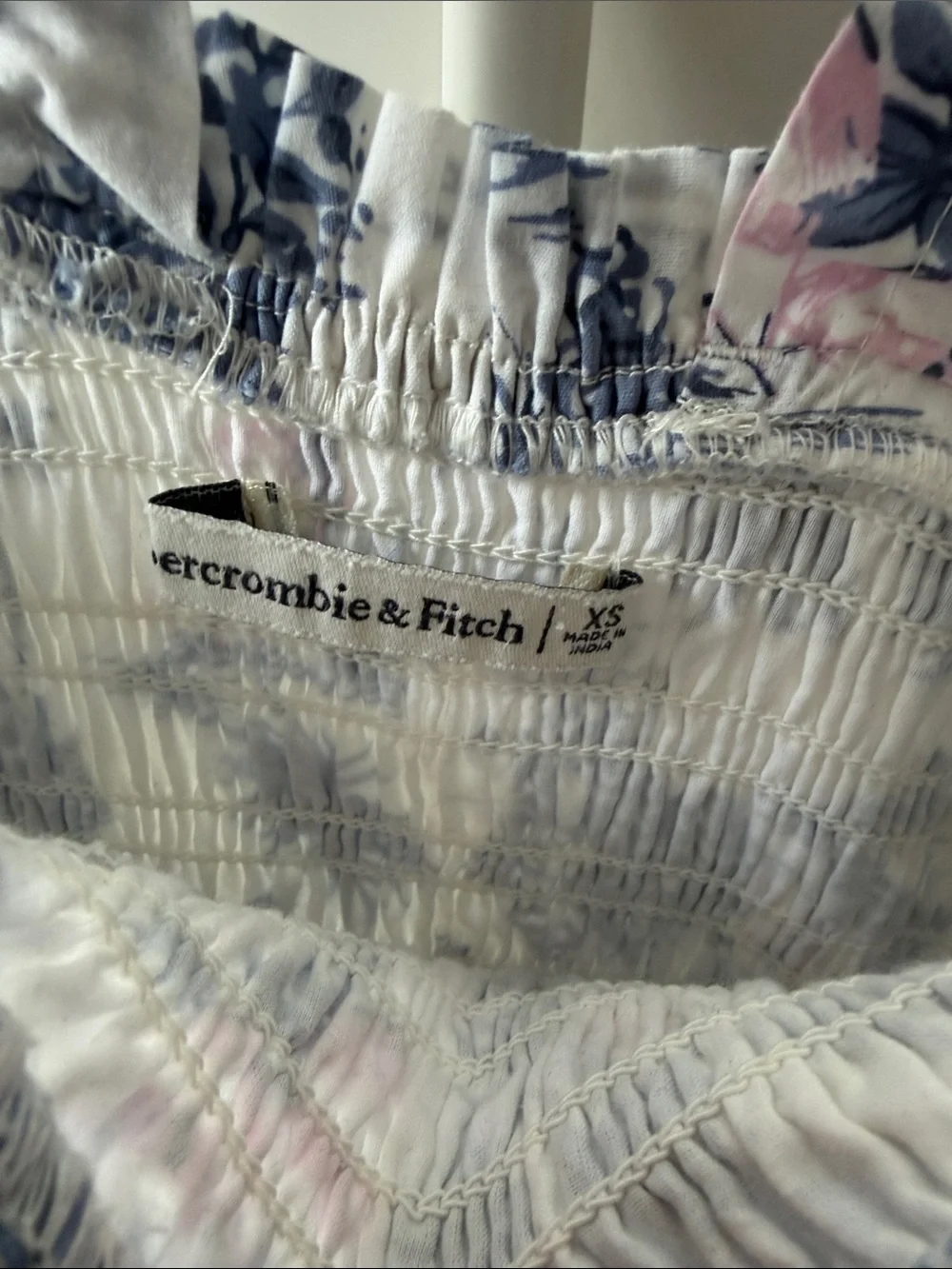 Abercrombie & Fitch White Maxi Dress with Blue Floral Print
